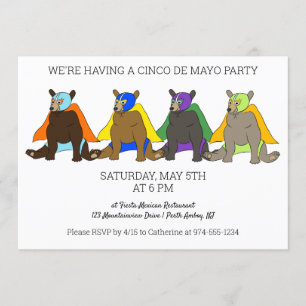 Invitation Cinco De Mayo Party Mexique Luchador Bears