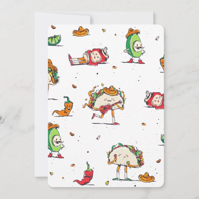 Invitation cinco de mayo tacos kawaii mexique (Devant)