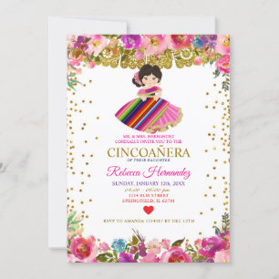 Invitation CINCOAÑERA Royal Rose Mexicaine fille