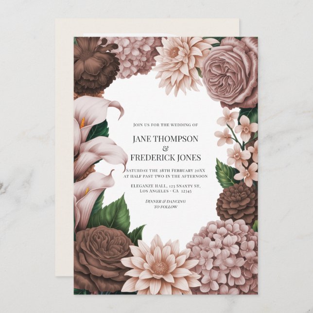 Invitation Cinder Rose, Burnt Cinnamon & Claystone Blush (Devant / Derrière)