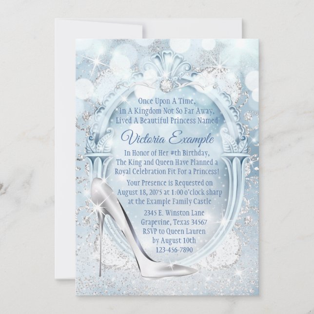 Invitation Cinderella Glass Slipper fête d'anniversaire (Devant)