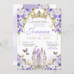 Invitation Cinderella Lavande violette princesse Quinceanera