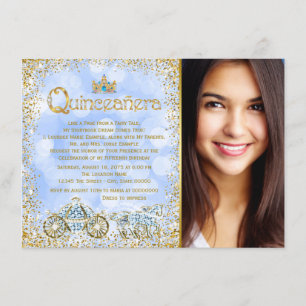 Invitation Cinderella Princess Carriage Photo Quinceanera