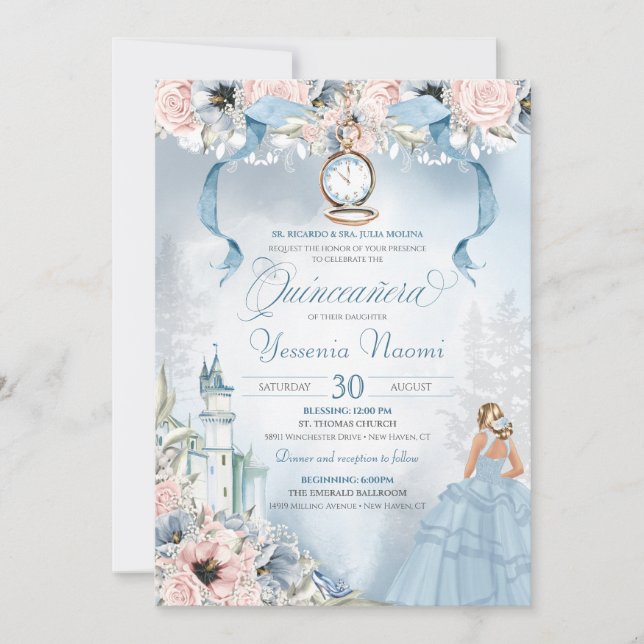 Invitation Cinderella Princess Castle Fairy Tale Quinceanera (Devant)