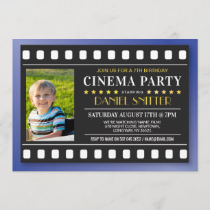 Invitation Cinéma fête d'anniversaire Film Boy's Blue Photo