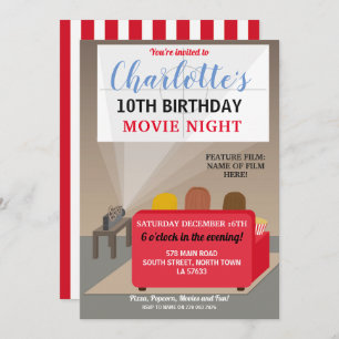Invitation Cinéma Night Party Enfants Film Films Cinema Anniv