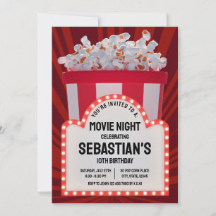 Invitation Cinéma rétro - Symbole et Popcorn Anniversaire Soi