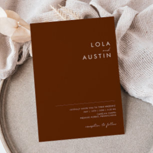 Invitation Cinnamon foncé simple du désert tout en une invita