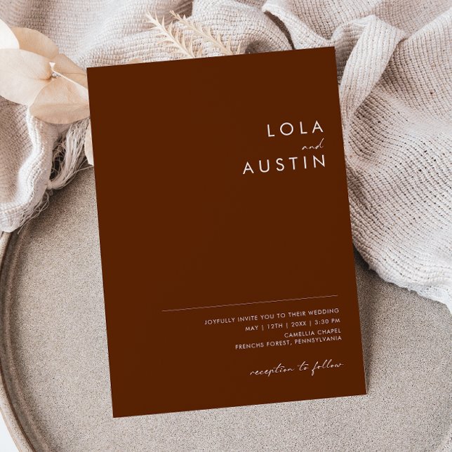 Invitation Cinnamon foncé simple du désert tout en une invita (Créateur téléchargé)