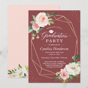 Invitation Cinnamon Rose Blush Floral 2024 Graduation Party