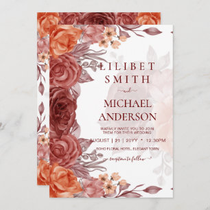 Invitation Cinnamon Terracotta TOMBE Floral MARIAGE