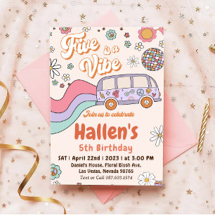 Invitation Cinq a Vibe Super Retro Rainbow 5e anniversaire