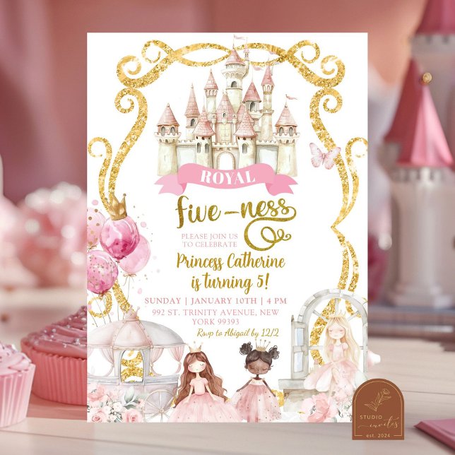 Invitation Cinq ans royaux pour l'anniversaire d'une princess (Créateur téléchargé)