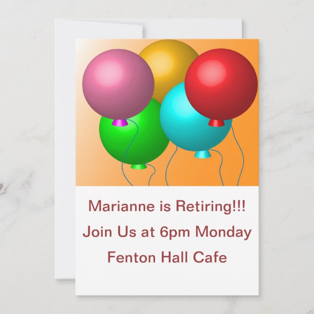 Invitation Cinq ballons d'anniversaire Texte personnalisé (Devant)