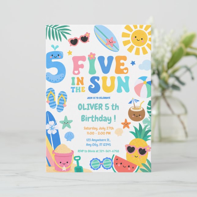 Invitation Cinq dans la fête d'anniversaire du 5ème anniversa (Debout devant)
