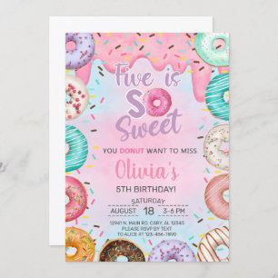 Invitation Cinq est Sweet girl 5e anniversaire des beignets d