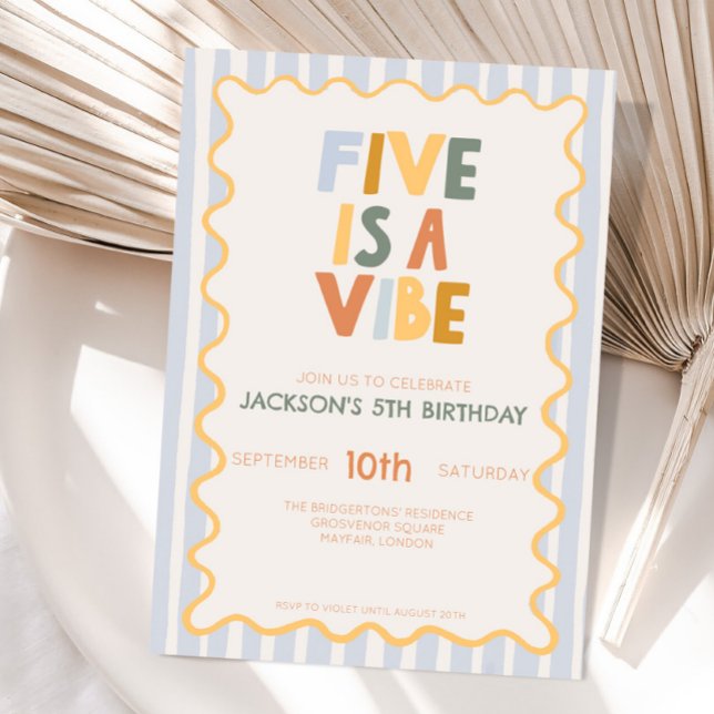 Invitation Cinq est une ambiance 5e anniversaire moderne (Créateur téléchargé)
