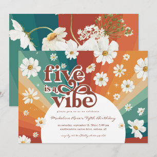 Invitation Cinq est une ambiance 5e anniversaire Rétro Dais