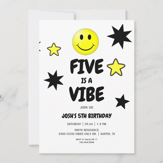 Invitation Cinq est une ambiance 5ème anniversaire (Devant)