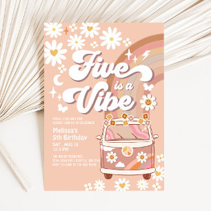 Invitation Cinq est une ambiance 5ème anniversaire Van Groovy