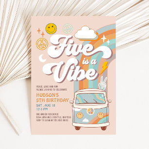 Invitation Cinq est une ambiance hippie rétro des années 70 g