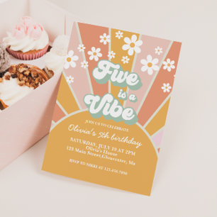 Invitation Cinq est une ambiance rétro soleil daisy boho flor