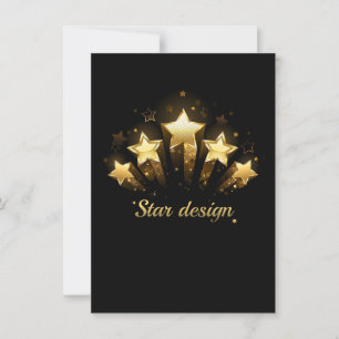 Invitation Cinq étoiles dorées sur fond noir