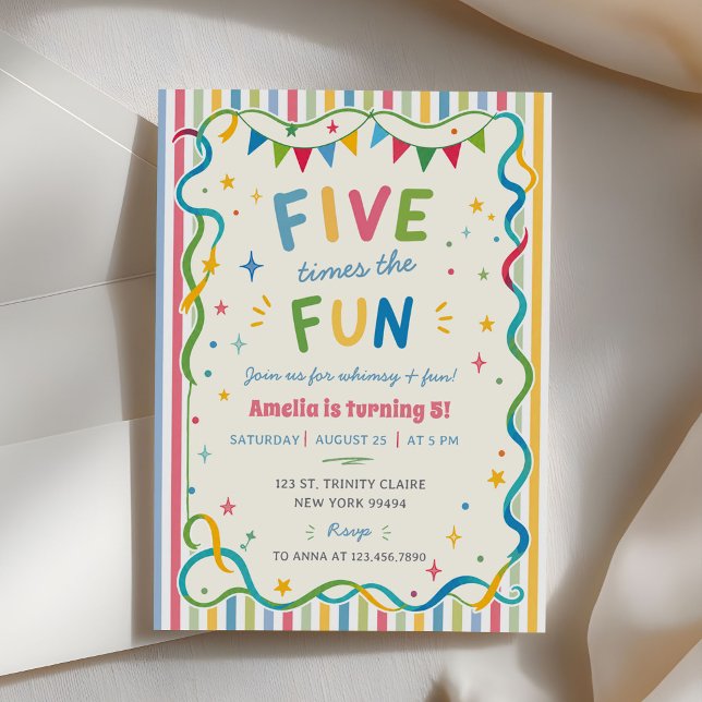 Invitation Cinq fois plus de plaisir Anniversaire 5 ans d'une (Créateur téléchargé)