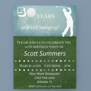 Invitation Cinquante 50e anniversaire Golf Personnaliser