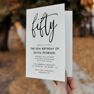 Invitation Cinquante   50e Anniversaire Noir & Blanc moderne