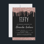 Invitation Cinquante - 50e Rose Gold Parties scintillant noir<br><div class="desc">Rose Bleu - Rose Gold et Black Sparkly Dripping Parties scintillant Cinquantième (50 ans) Anniversaire Fête Invitation. C'est l'invitation parfaite 50e anniversaire d'un Rose moderne Gold et Blush Sparkle Pink Parties scintillant Fille Fille Fête Anniversaire. Veuillez contacter le concepteur pour les articles customisés correspondants.</div>