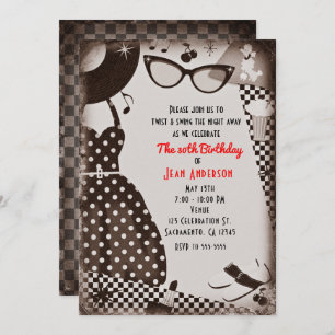 Invitation Cinquante ans 1950 habiller Retro Vintage noir bla