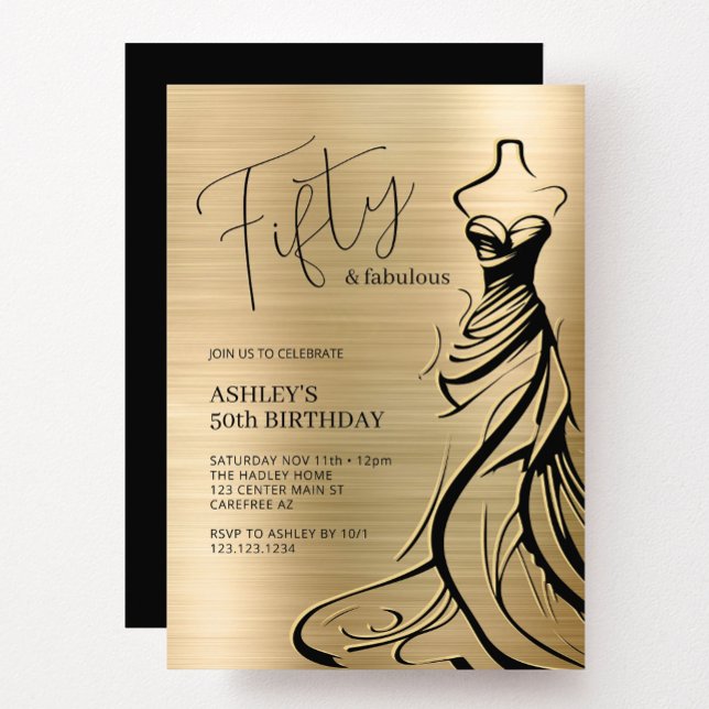 Invitation Cinquante ans d'or et robe fabuleuse 50e anniversa (Créateur téléchargé)