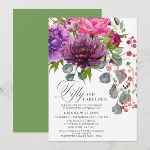 Invitation Cinquante ans et Fabuleuse Élégante Florale 50e An