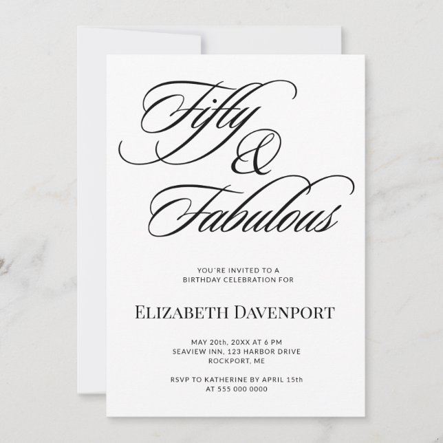 Invitation Cinquante ans et fabuleux 50e anniversaire (Devant)