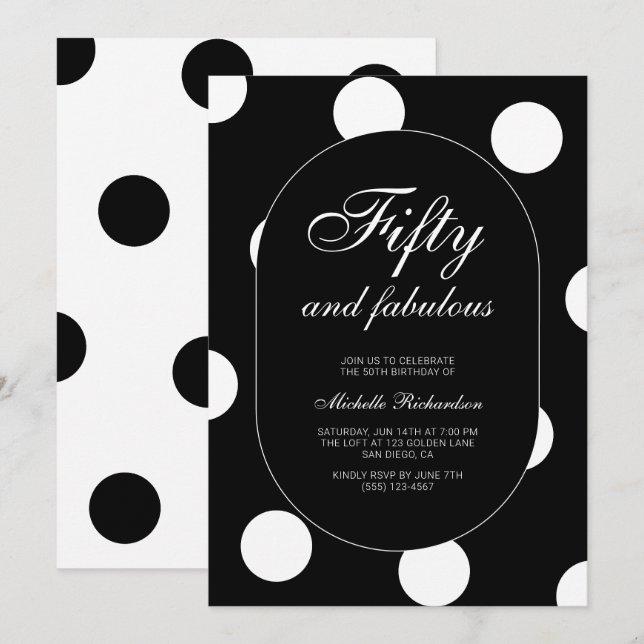Invitation Cinquante ans et fabuleux Anniversaire 50 ans thèm (Devant / Derrière)