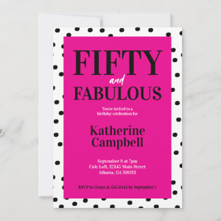 Invitation Cinquante ans et Fabuleux Anniversaire de 50 ans R