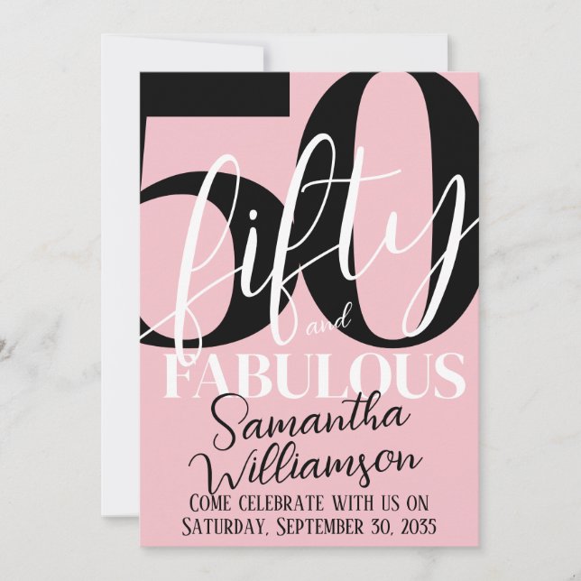 Invitation Cinquante ans et Fabuleux Fête d'anniversaire 50 a (Devant)