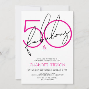 Invitation Cinquante ans et Fabuleux Fête d'anniversaire 50 a