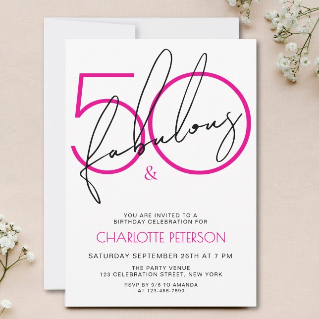 Invitation Cinquante ans et Fabuleux Fête d'anniversaire 50 a (Créateur téléchargé)