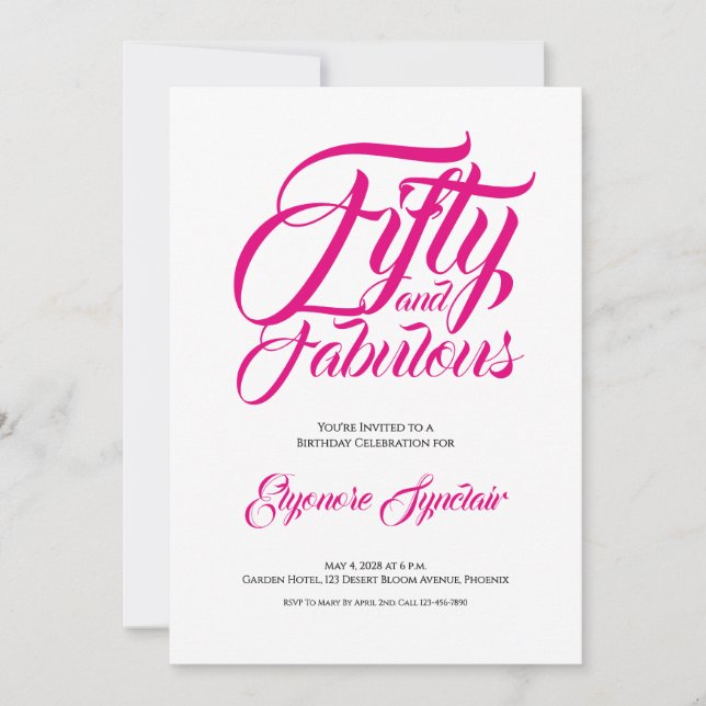 Invitation Cinquante ans et Fabuleux Fête d'anniversaire 50 a (Devant)
