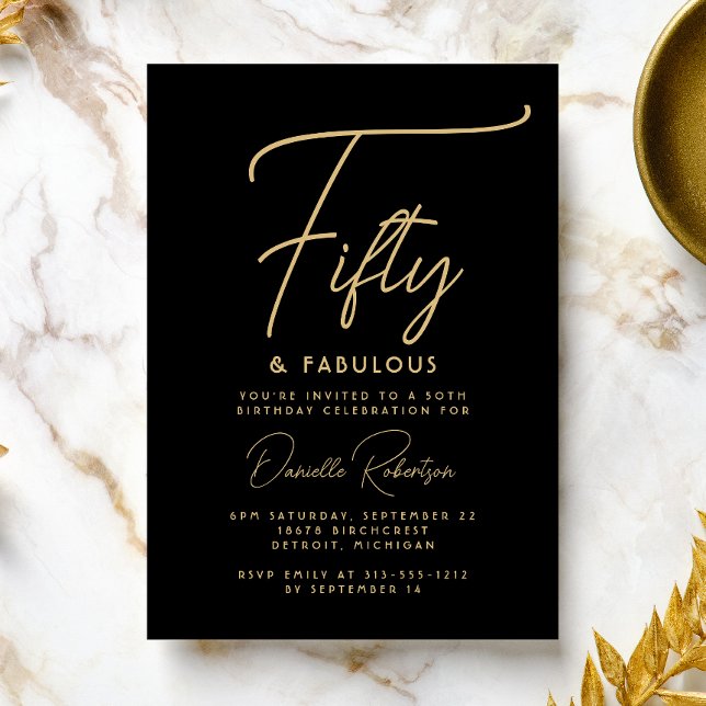 Invitation Cinquante ans et fabuleux, fête d'anniversaire de  (Créateur téléchargé)