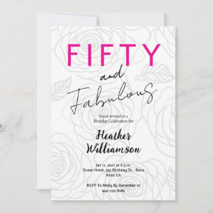 Invitation Cinquante ans et Fabuleux Floral 50e Anniversaire