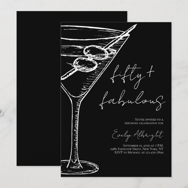 Invitation Cinquante ans et Fabuleux Ligne d'art de Martini S (Devant / Derrière)