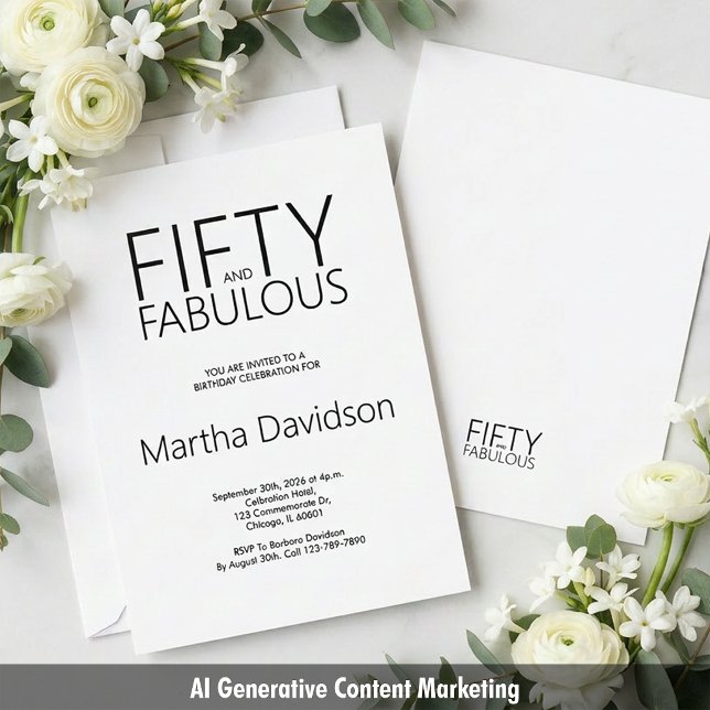Invitation Cinquante ans et Fabuleux Minimal Moderne 50e Anni (50 & Fabulous Modern Minimalist Celebration Invitation)