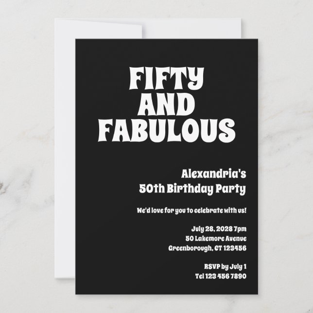 Invitation Cinquante ans et Fabuleux Noir Blanc 50e Anniversa (Devant)