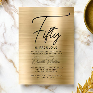 Invitation Cinquante ans et Fabuleux Or Glam Fête d'anniversa