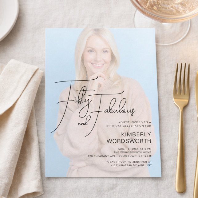 Invitation Cinquante ans et Fabuleux Photo Fête d'anniversair (Créateur téléchargé)