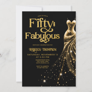 Invitation Cinquante ans et Fabuleux Robe Or Noir 50e Anniver