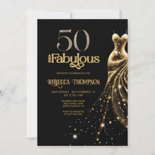 Invitation Cinquante ans et Fabuleux Robe Or Noir 50e Anniver